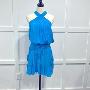 Ramy Brook Turquoise Halter Mini Dress, M